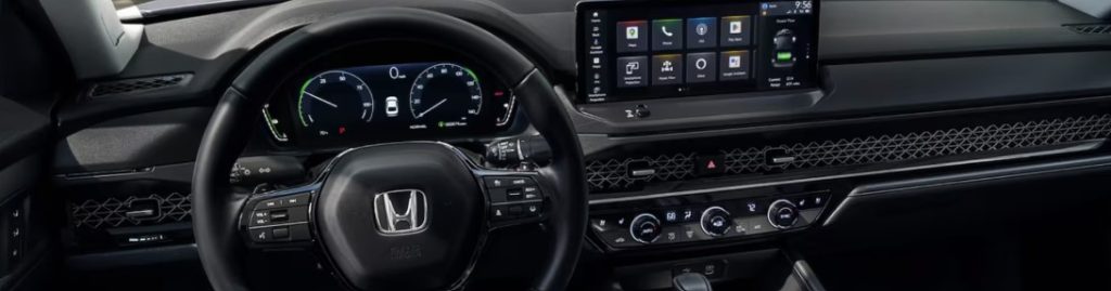 A dashboard of a new 2025 Honda is shown. Shop for your new Honda near Atlanta at Stonecrest Honda.