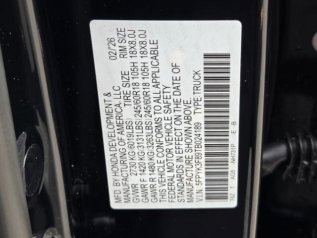 2026 Honda Ridgeline Black Edition