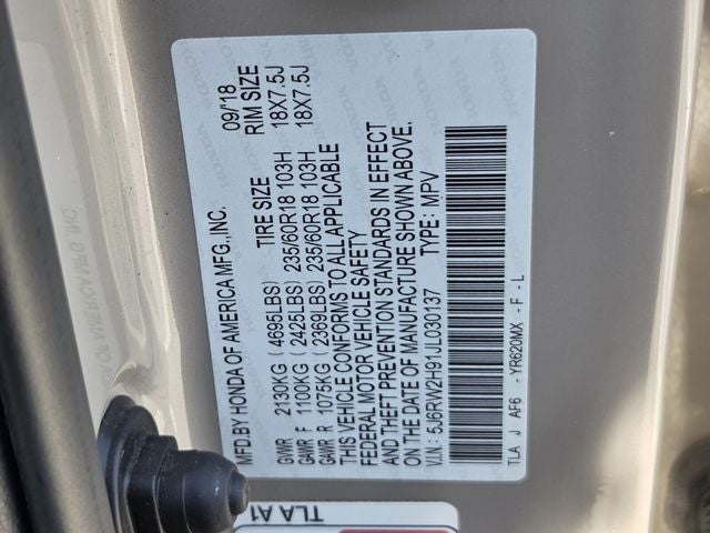 2018 Honda CR-V Touring