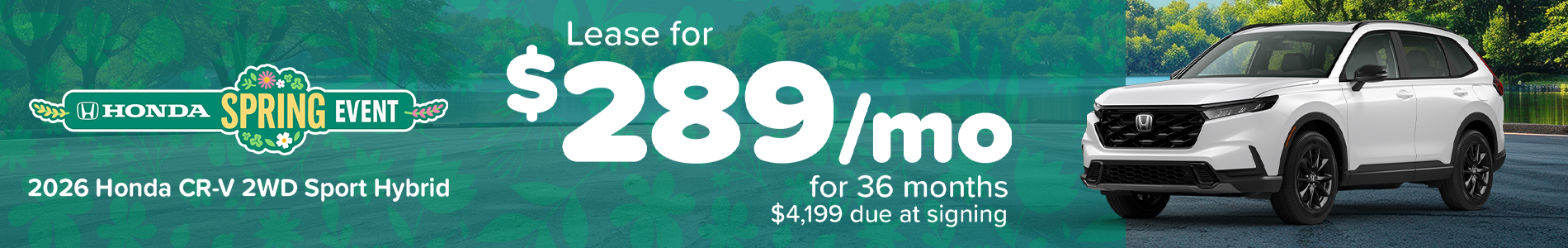 Lease a 2026 Honda CR-V 2WD Sport Hybrid for $289/mo in Stonecrest, GA