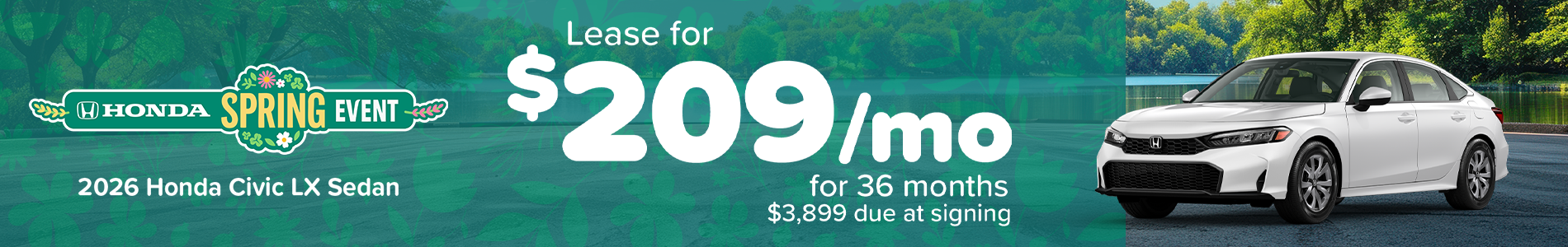 Lease a 2026 Honda Civic LX Sedan for $209/mo in Stonecrest, GA